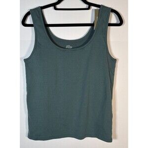 Nwt J. Crew Re-Imagined Women Rib Shelf-bra Tank Top Size XL Green Scoop Neck